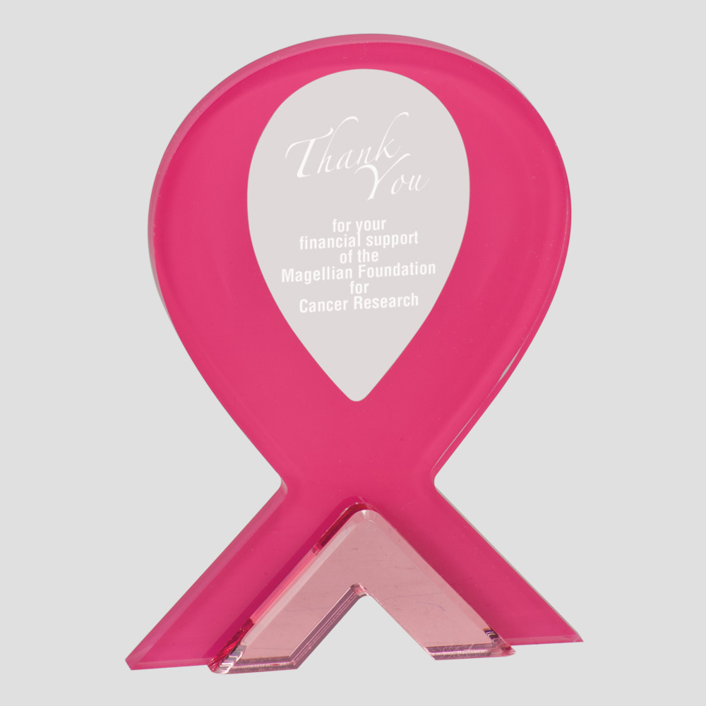 Pinkyellow Ribbon Standup Acrylic Awards For Less